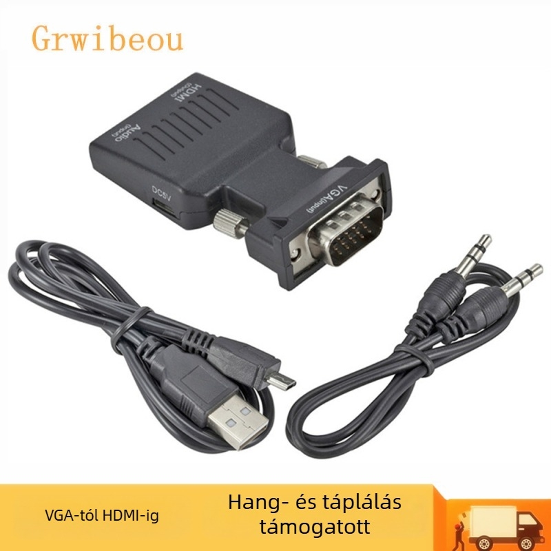 VGA–to–HDMI adapter, 1080p felbontás, 0,06 m kábel, Tápellátás támogatott