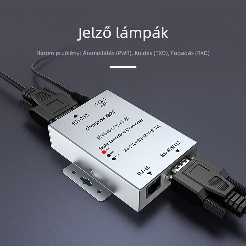 Win DCP-3202 Kétirányú protokoll konverter RS232–RS485/RS422 optikai izolációval és villámvédelmi védelemmel, aszinkron fél-duplex/ teljes duplex.