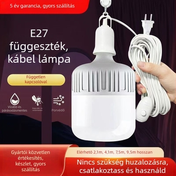 LED otthoni világítási izzó E27-es foglalattal és dugaszolható aljzattal, 220V, IP42, teljesítmény 5W-120W, PVC test, PC árnyékoló, 2 éves garancia