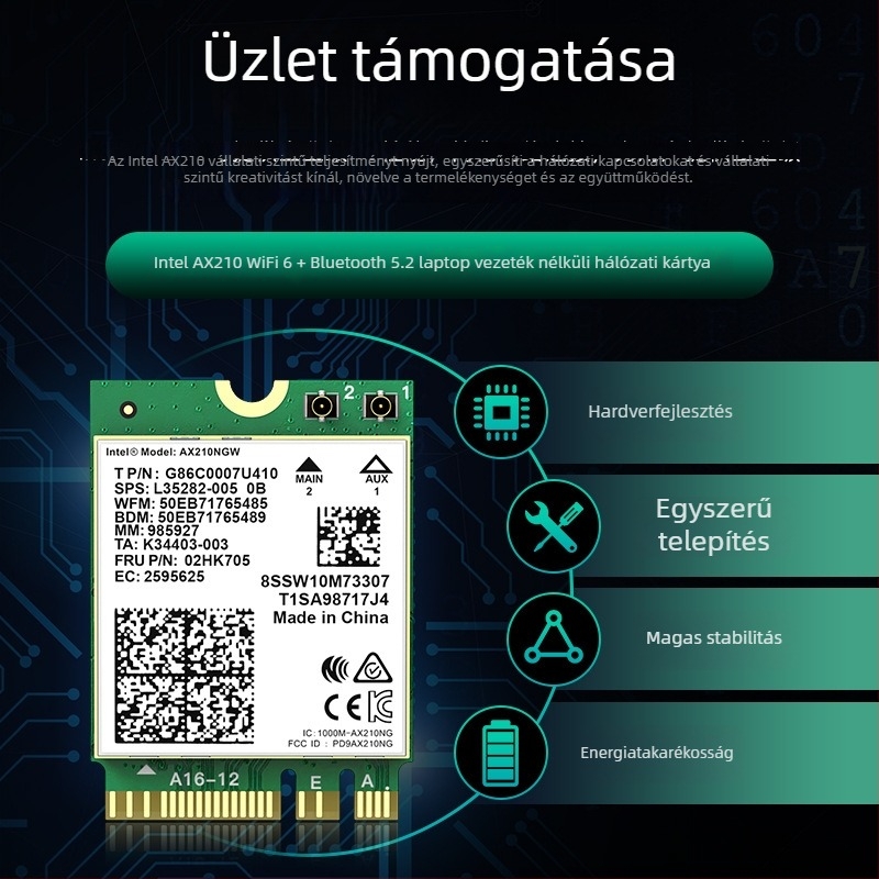EDUP EP-AX210 vezeték nélküli hálózati kártya, 3000 Mbps, PCI csatlakozó, 802.11g/b/n