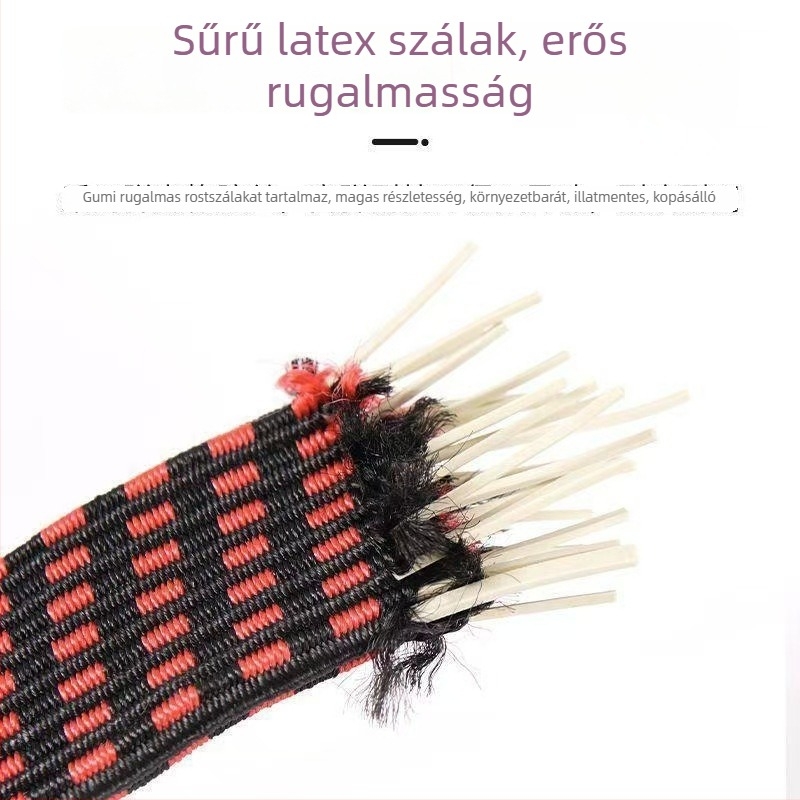 Kampókkal ellátott rugalmas rögzítő heveder csomagtartóhoz és motorkerékpárhoz, latexmag + polipropilén, kültéri használatra, állítható.