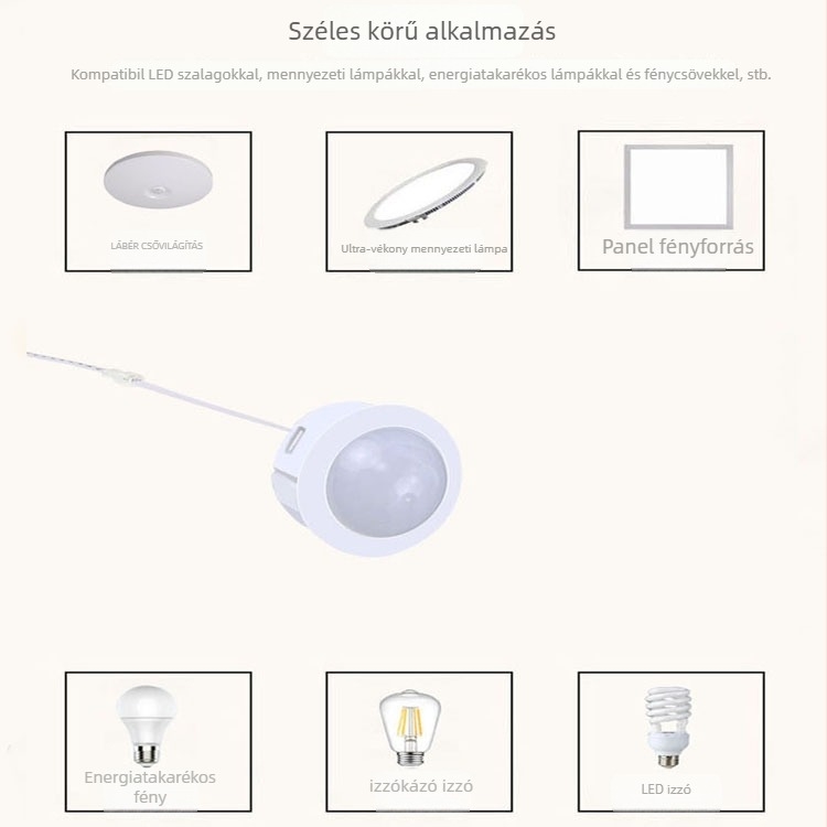Infravörös PIR szenzoros kapcsoló alacsony feszültségű világításhoz (5-12V, 30 s késleltetés) – Downlight/Spotlight