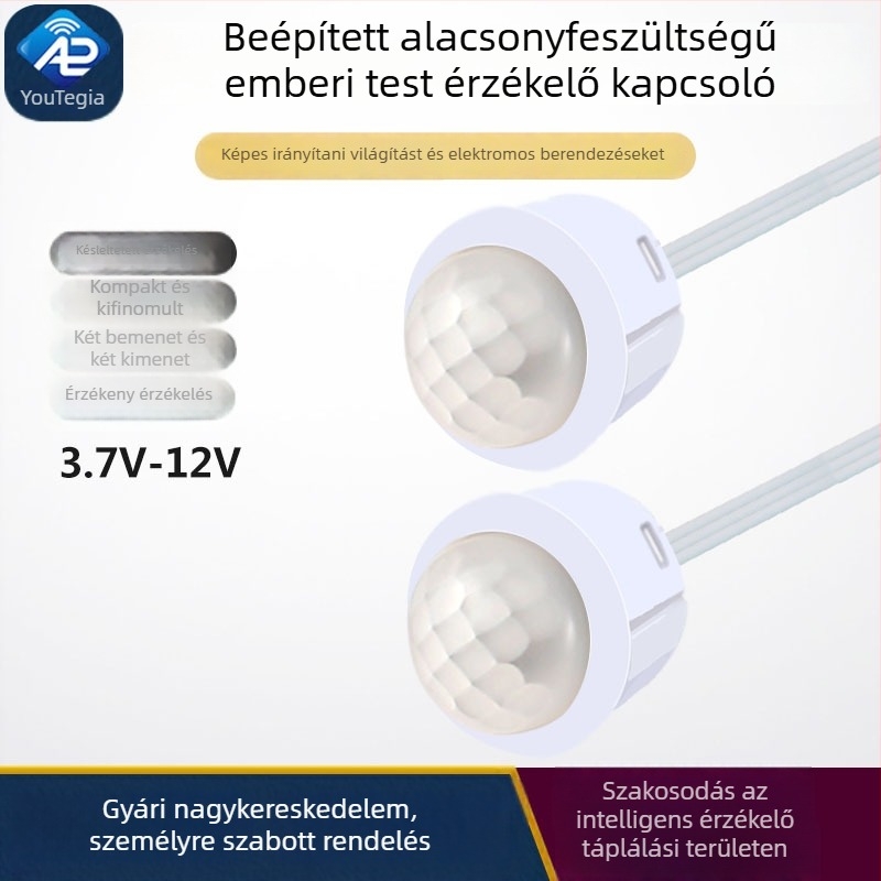 Infravörös PIR szenzoros kapcsoló alacsony feszültségű világításhoz (5-12V, 30 s késleltetés) – Downlight/Spotlight