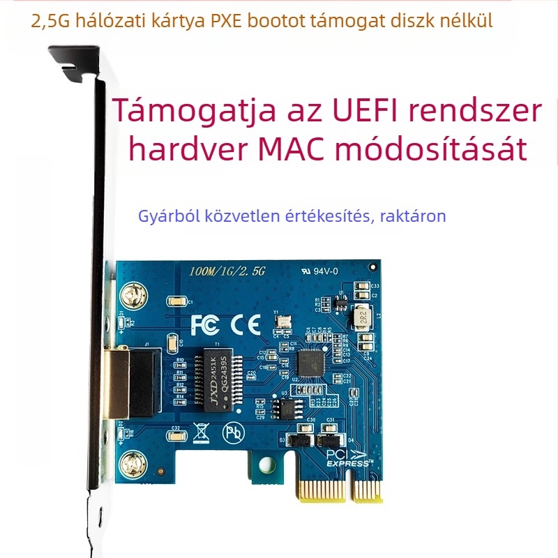 2,5G PCIe Ethernet hálózati kártya RTL8125B-vel, PXE lemez nélkül, PCIe x1