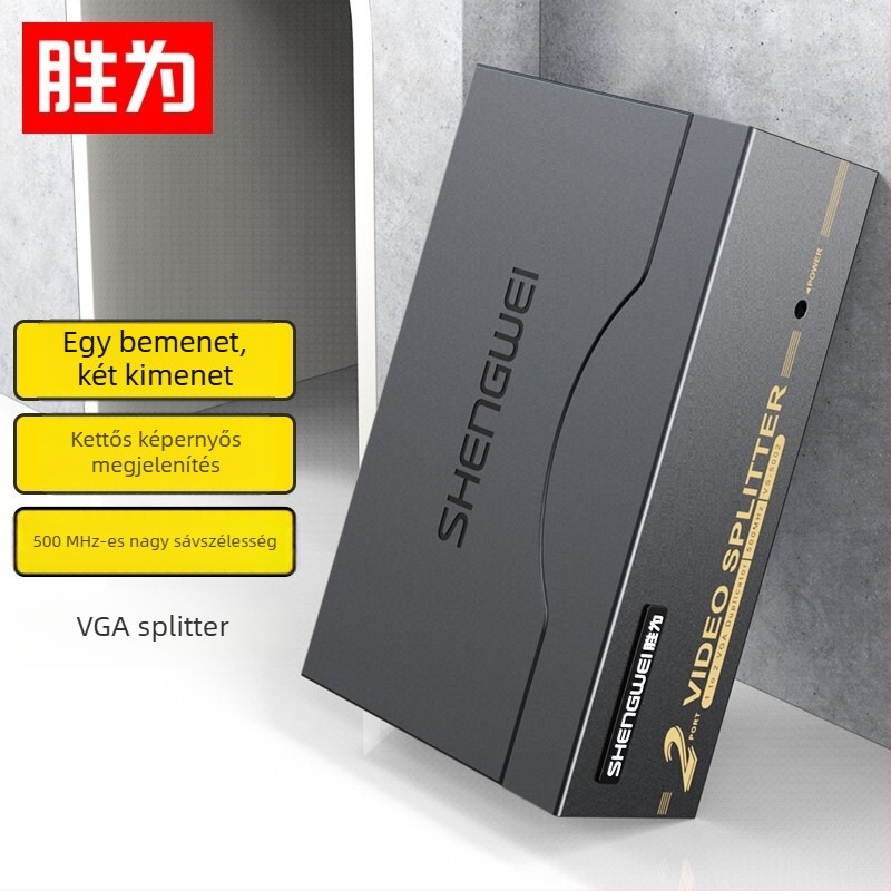 Shengwei 500MHz TV/PC videó 1x2 osztó, VGA 2-portos elosztó