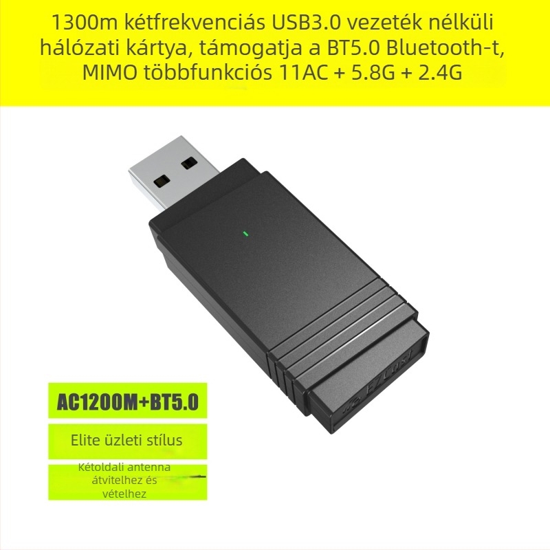USB 3.0 Vezeték nélküli hálózati kártya EZC-5300BS — 1200Mbps két sáv (2,4–5,8 GHz), 11ac + Bluetooth 5.0