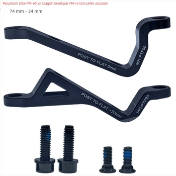 MTB-ről országúti kerékpárhoz szánt tárcsafék adapter, 74 mm-ről 34 mm-re, egyenes/plat rögzítő kampó