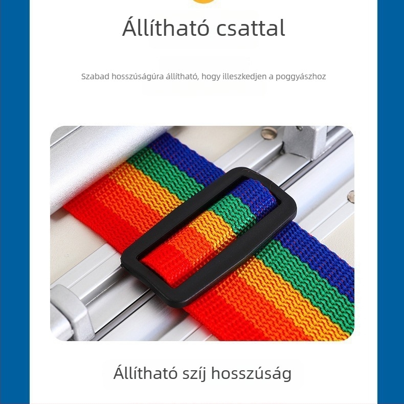 Poggyász heveder keresztcsomagoló dizájnnal – nejlon, rögzített, bővíthető, kötegelés, csíkos minta, városi minimalistikus stílus, poggyász kiegészítők