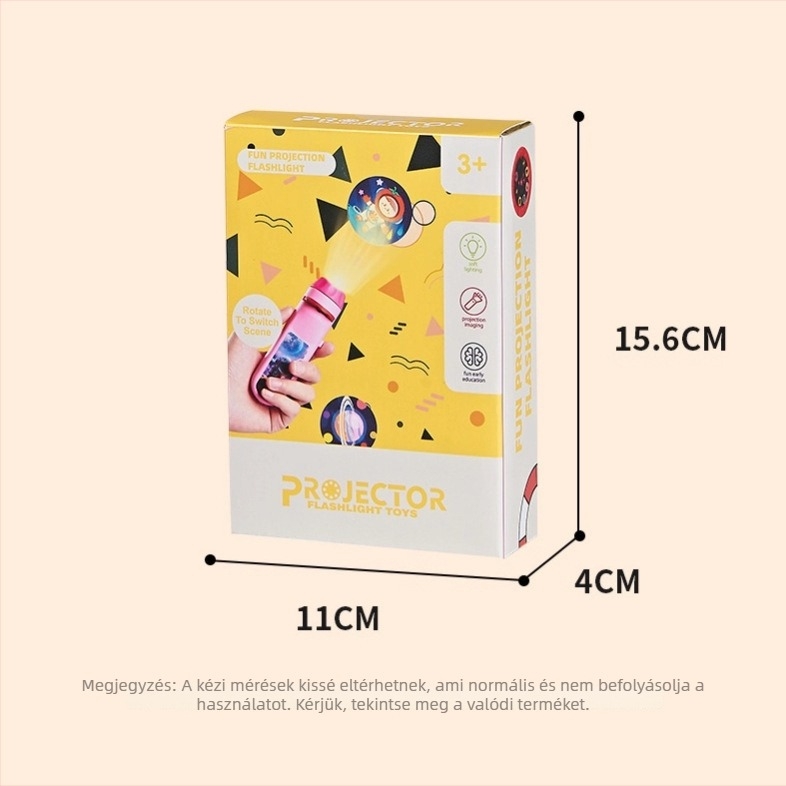 LED-projektoros gyerekjáték – oktató mesemondó játék hang- és fényhatással, 4-6 éveseknek, műanyag kivitel