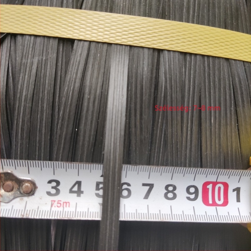 Polipropilén kötözőszalag, szélesség 7-8 mm, vastagság 0,07 mm, csomagolásonként 12-15 kg, testreszabás elérhető