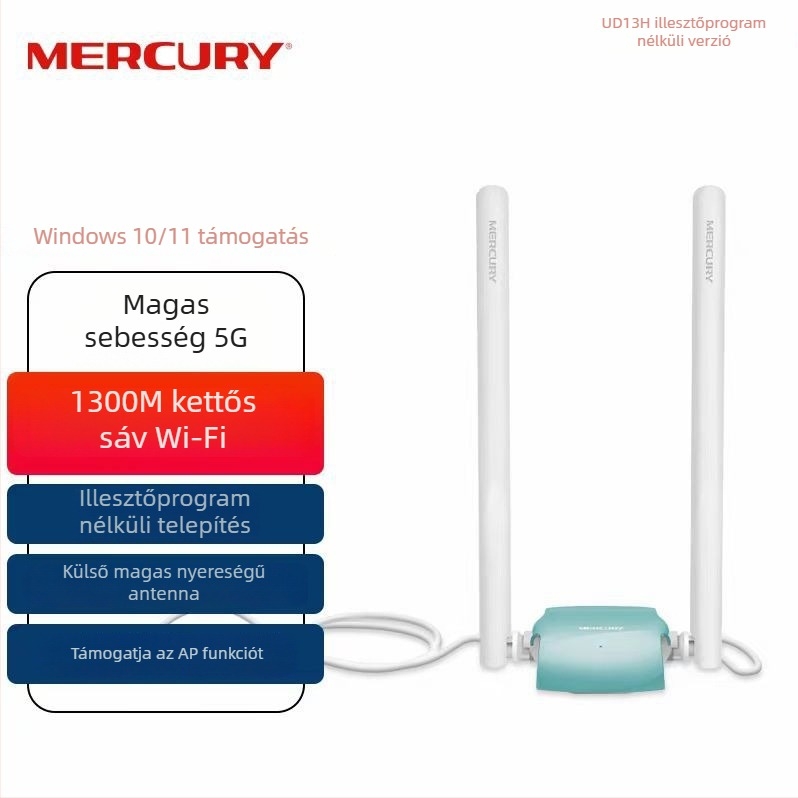 Mercury Ud13H USB vezeték nélküli gigabites hálózati kártya (duál-sáv, illesztőprogram nélkül, 10/100/1000 Mbps)