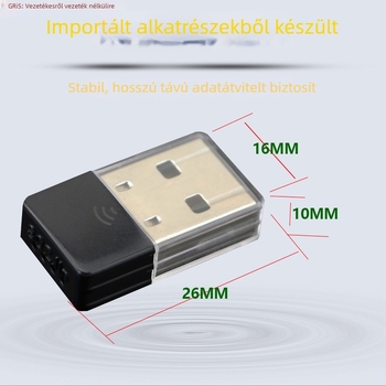 GRIS USB vezeték nélküli hálózati adapter RTL8188EUS asztali számítógéphez és notebookhoz, 2,4 GHz, 150 Mbps, USB, IEEE 802.11b/g/n, Fekete