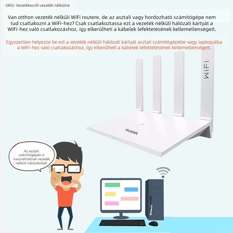 GRIS USB vezeték nélküli hálózati adapter RTL8188EUS asztali számítógéphez és notebookhoz, 2,4 GHz, 150 Mbps, USB, IEEE 802.11b/g/n, Fekete