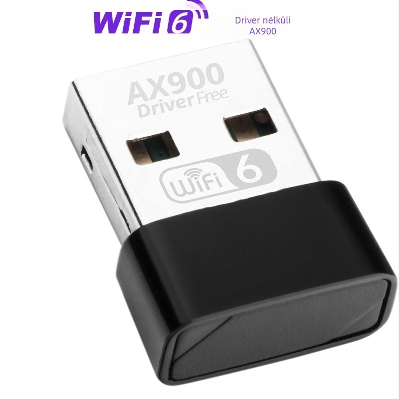 Driver nélküli WiFi6 két‑sáv USB Wi‑Hálózati kártya AX900 asztali számítógép és laptop számára, 900 Mbps, 2,4/5,8 GHz, IEEE 802.11ax