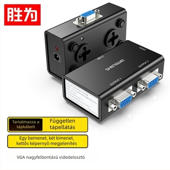 VGA osztó, 1 bemenet, 2 kimenet, HD videó osztó számítógéphez – audio és video, 2-portos megosztó
