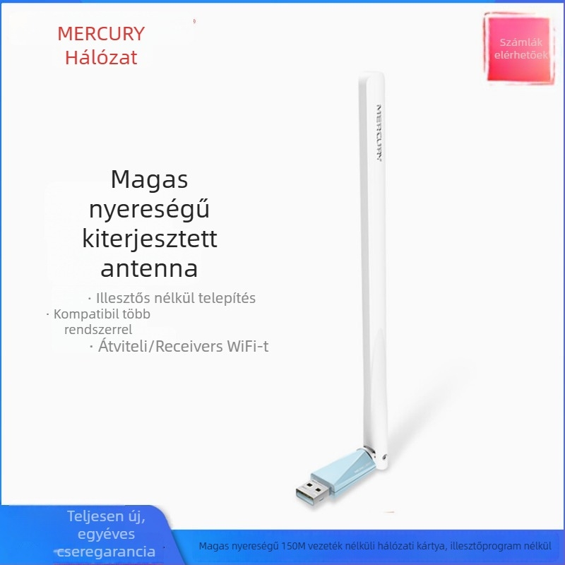 MW150UH USB vezeték nélküli hálózati kártya, illesztőprogram nélkül, 150 Mbps, hordozható Wi‑Fi vevő/átvivő