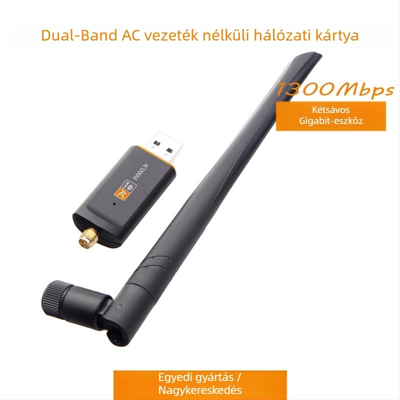 1200M USB 3.0 kétsávos vezeték nélküli hálózati kártya antennával RT8812BU 2.4GHz/5.8GHz