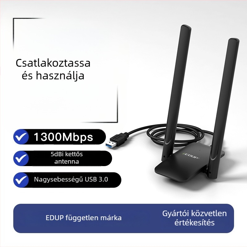 EDUP EP-AC1691 USB Vezeték nélküli hálózati adapter, Dual-band 2,4/5 GHz, 1200 Mbps, IEEE 802.11b/g/n