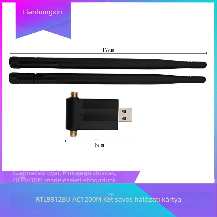 RTL8812BU USB WiFi adapter laptopokhoz – 1200Mbps, 2.4/5.2GHz, 802.11b/g/n