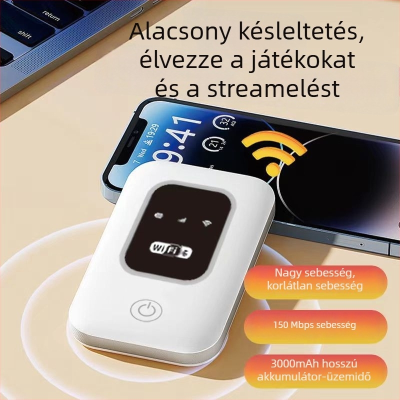 TM20-01 Hordozható 4G Wi‑Fi router korlátlan adatokkal, mobil hotspot okostelefonokra, akár 150 Mbps