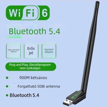 AX900 driver nélküli WiFi 6 USB vezeték nélküli hálózati kártya, megerősített verzió, egy antenna, 600 Mbps, laptopokhoz