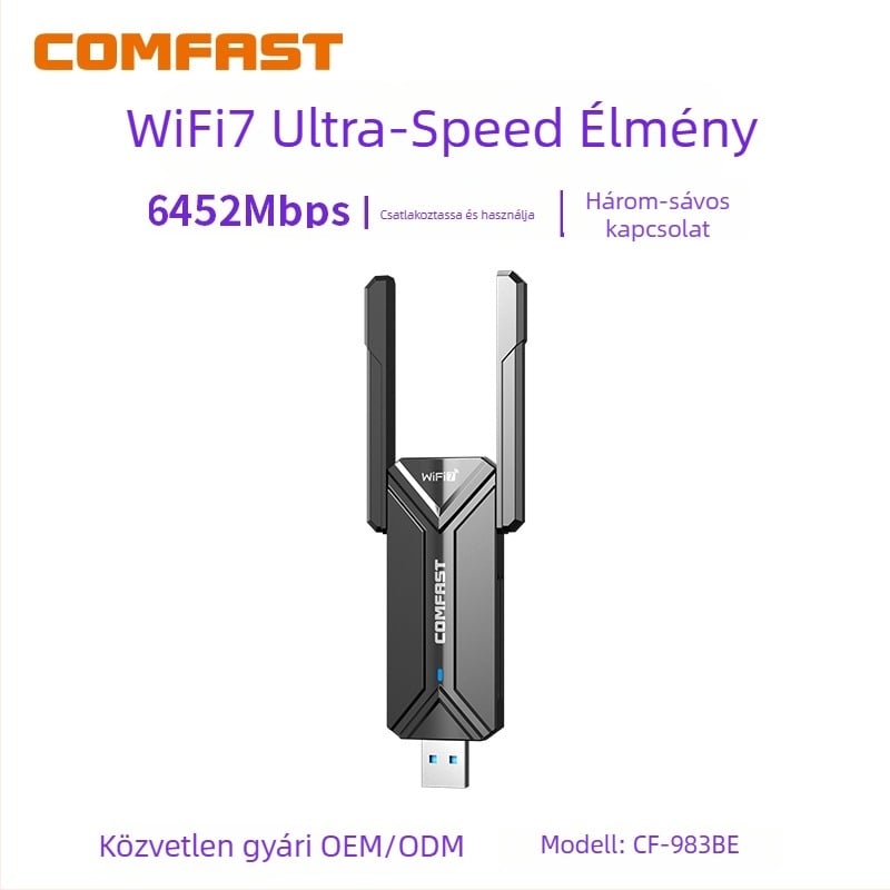 CF-983BE Vezeték nélküli USB adapter Wi‑Fi 7, 6500 Mbps, IEEE 802.11BE, 2.4/5.8/6 GHz tartományok