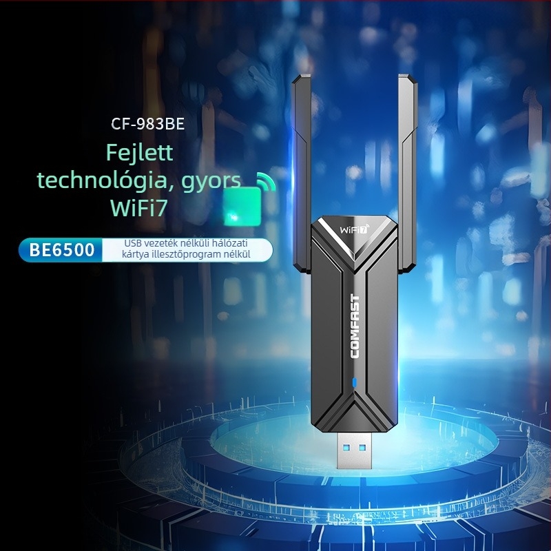 CF-983BE Vezeték nélküli USB adapter Wi‑Fi 7, 6500 Mbps, IEEE 802.11BE, 2.4/5.8/6 GHz tartományok