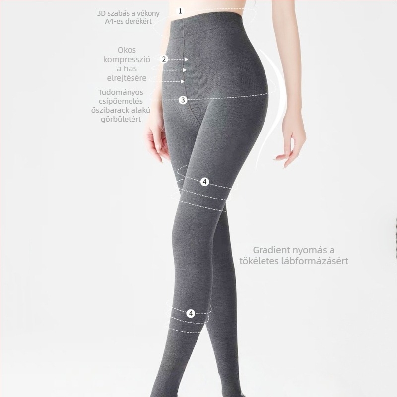 Golden Egg Szegmentált pamut leggings fleece-béléssel, magas derekú, fenékemelő, őszi-téli viselet