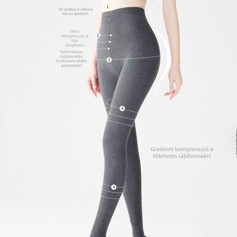 Golden Egg Szegmentált pamut leggings fleece-béléssel, magas derekú, fenékemelő, őszi-téli viselet