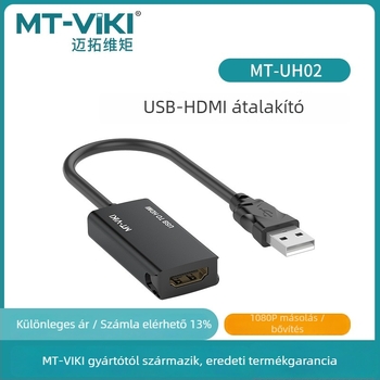 MT-UH02 USB 2.0–HDMI adapter, 1080p60Hz, kompatibil a legtöbb rendszerrel, 2021-ben jelent meg
