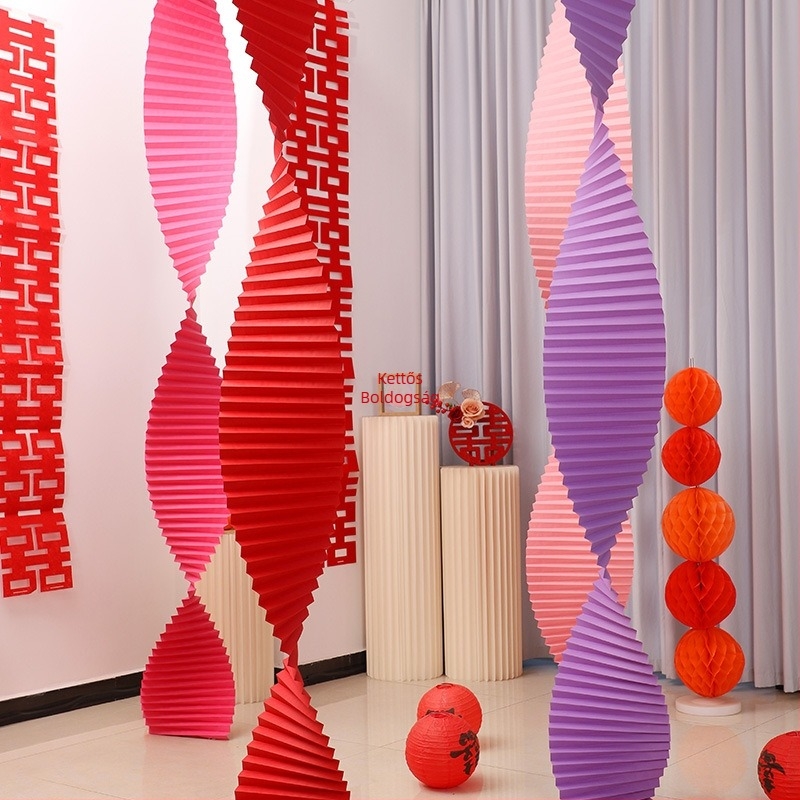 Esküvői színpadi dekoráció – origami hullámmintás papírból készült mennyezeti háttér; Langxin; Anyag: papír; Stílus: 3882421; Terem elrendezési kiegészítő