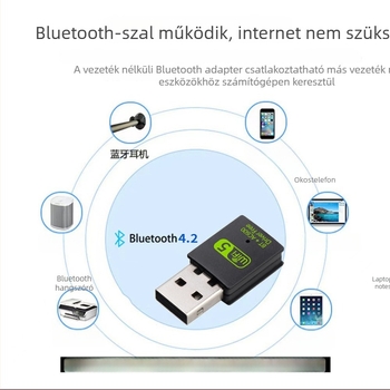USB-s vezeték nélküli adapter Bluetooth 4.2-vel, 2-in-1, 2,4/5 GHz, USB interfész, 600 Mbps