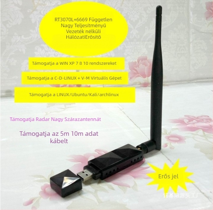 RT3070 chipsetes USB vezeték nélküli hálózati adapter, támogatja a 10/100/1000 Mbps Ethernet sebességet