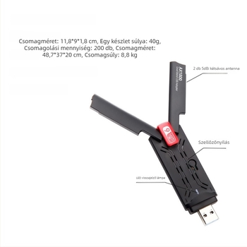 USB 3.0 hálózati kártya Wi‑Fi 6, két sávos átadó MTK7921AU