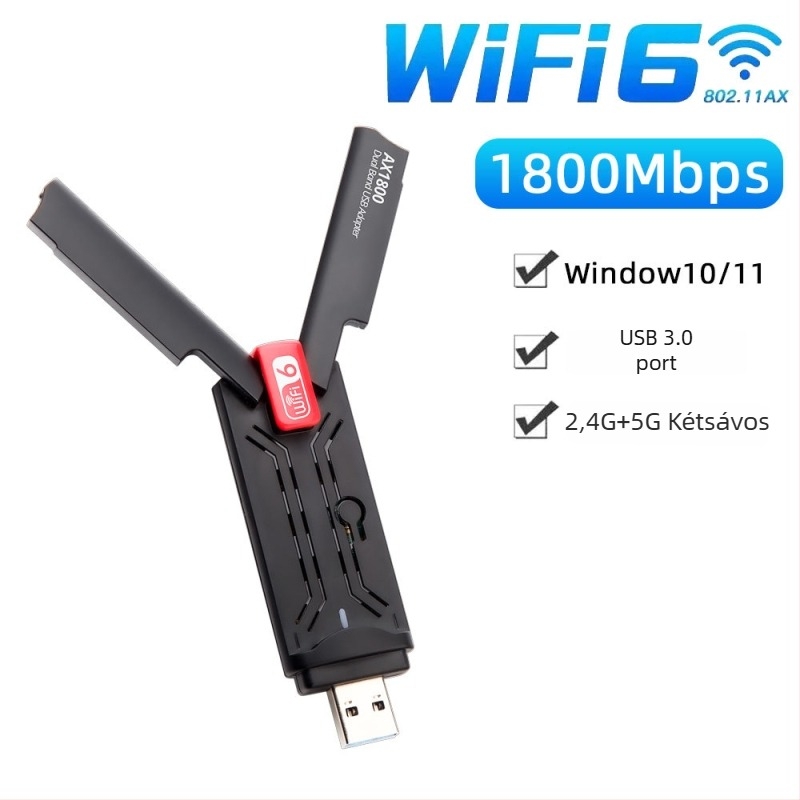 USB 3.0 hálózati kártya Wi‑Fi 6, két sávos átadó MTK7921AU