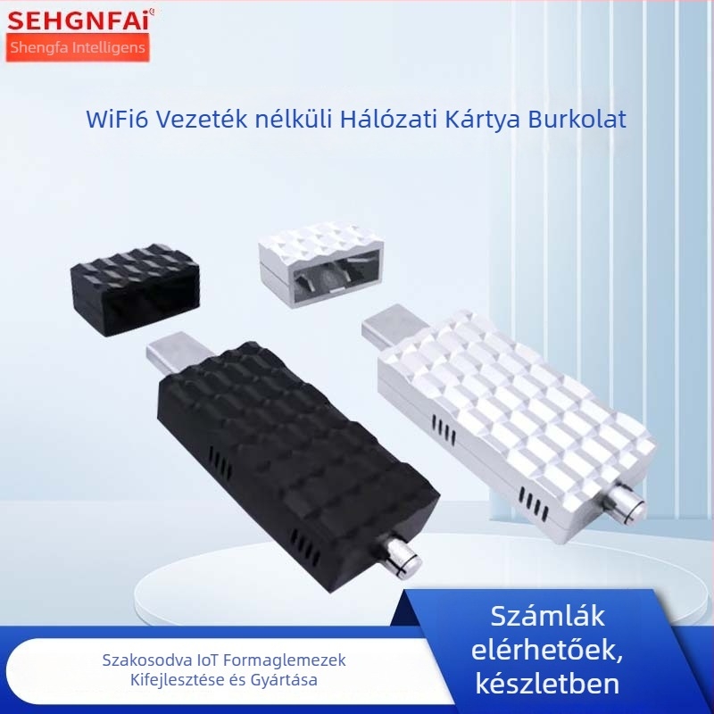 WiFi 6 vezeték nélküli hálózati kártya burkolat USB interfésszel és SAM fej antenna interfésszel, ABS anyag
