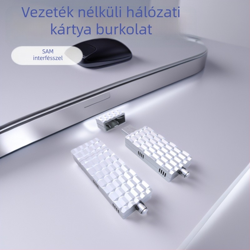 WiFi 6 vezeték nélküli hálózati kártya burkolat USB interfésszel és SAM fej antenna interfésszel, ABS anyag