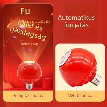 Hét színű változó szerencse-jelű LED-lámpa speciális effektekhez, 220V, műanyag test, PC árnyékoló, konnektoros tápegység, fényerő-szabályozás nélkül