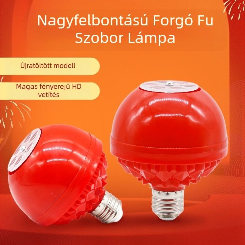 Hét színű változó szerencse-jelű LED-lámpa speciális effektekhez, 220V, műanyag test, PC árnyékoló, konnektoros tápegység, fényerő-szabályozás nélkül