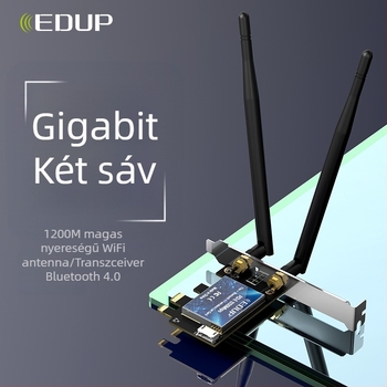 EDUP EP-9620 PCI vezeték nélküli hálózati kártya asztali számítógéphez — 1200 Mbps, Két sáv 2.4/5.8 GHz, 802.11ac/b/g/n, PCI interfész