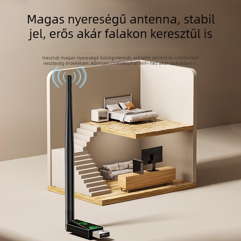 UK15 USB WiFi 6 drivertelen vezeték nélküli hálózati kártya, 300 Mbps