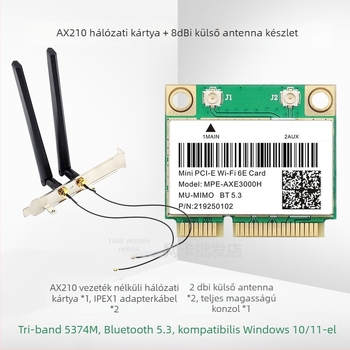 AX210 Wi-Fi6E tri-band PCIe Kártya