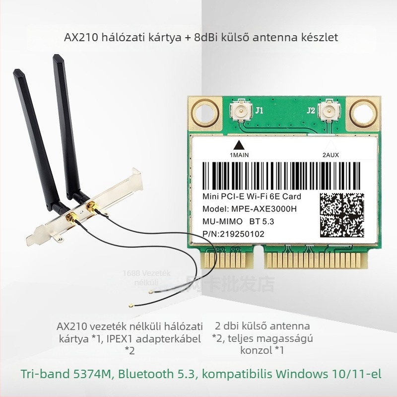 AX210 Wi-Fi6E tri-band PCIe Kártya