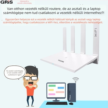 GRIS USB vezeték nélküli hálózati kártya RT3070L notebookhoz és asztali számítógéphez, 5 dB-es erős Wi‑Fi vevő antenna