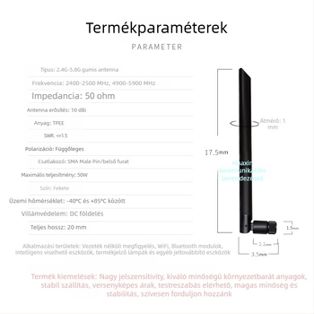 2.4G/5G/5.8G kétfrekvenciás antenna Wi-Fi routerhez, monitorozó modul a hálózati kártyához, összecsukható SMA antenna