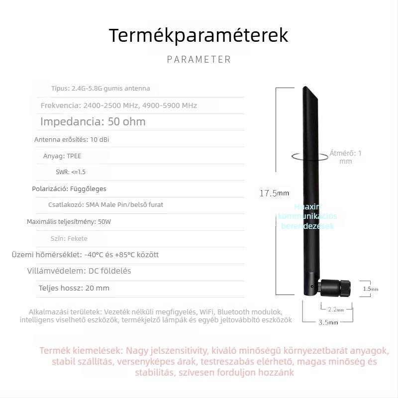2.4G/5G/5.8G kétfrekvenciás antenna Wi-Fi routerhez, monitorozó modul a hálózati kártyához, összecsukható SMA antenna