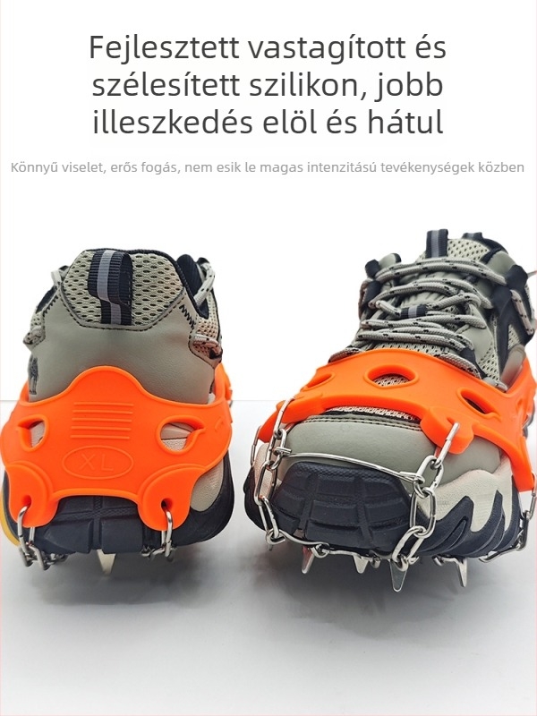 So Comfortable 19-fogas csúszásmentes jégkramponok szilikonból és 201-es rozsdamentes acélból, hegymászáshoz, túrázáshoz és havas horgászathoz