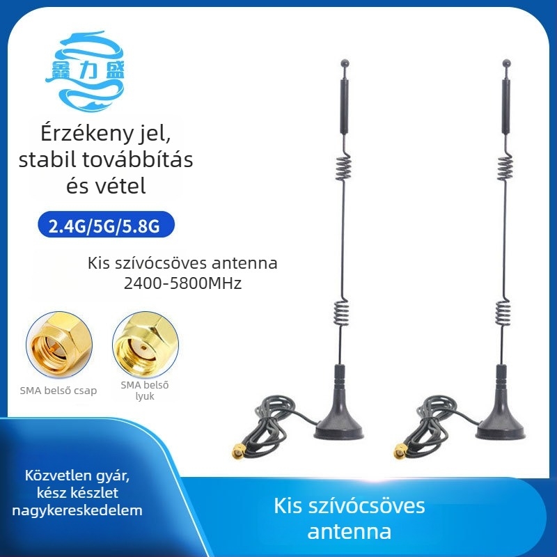 Külső kétsávos Wi‑Fi antenna routerhez, 2,4–5,8 GHz, 12 dBi, 50 Ω, SMA csatlakozó