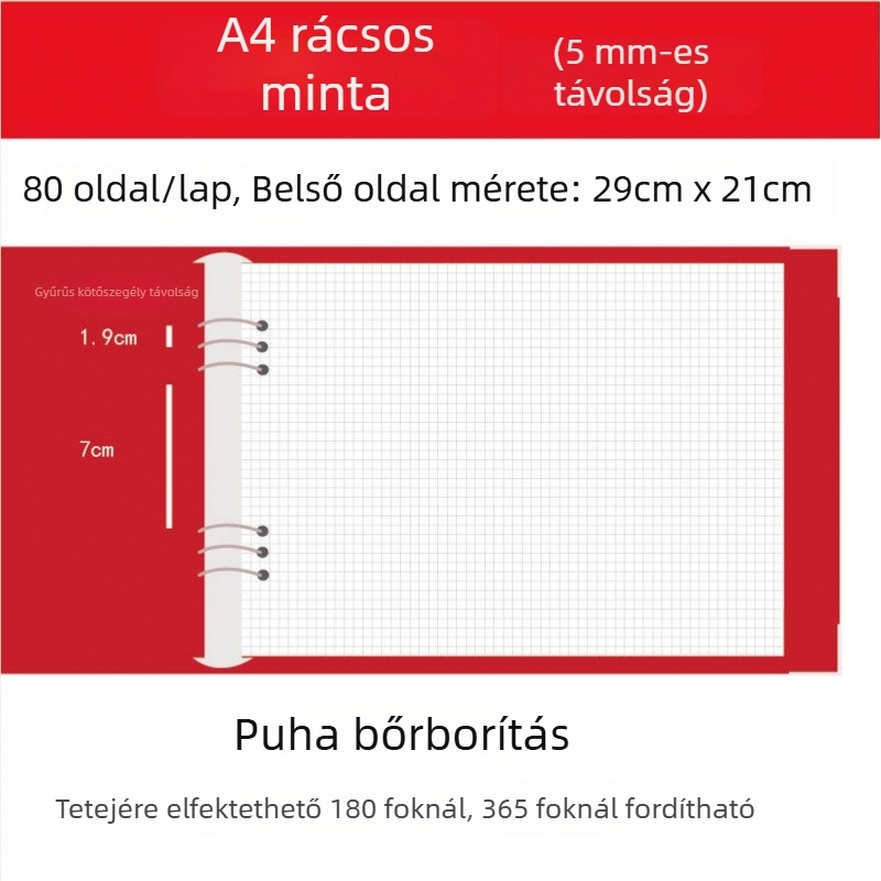 PU bőr borítású jegyzetfüzet, oldható kötésű kötés, belső lapok farostból, 40 gsm papír, 50–100 oldal, modell tAwd64sF, irodai stílus