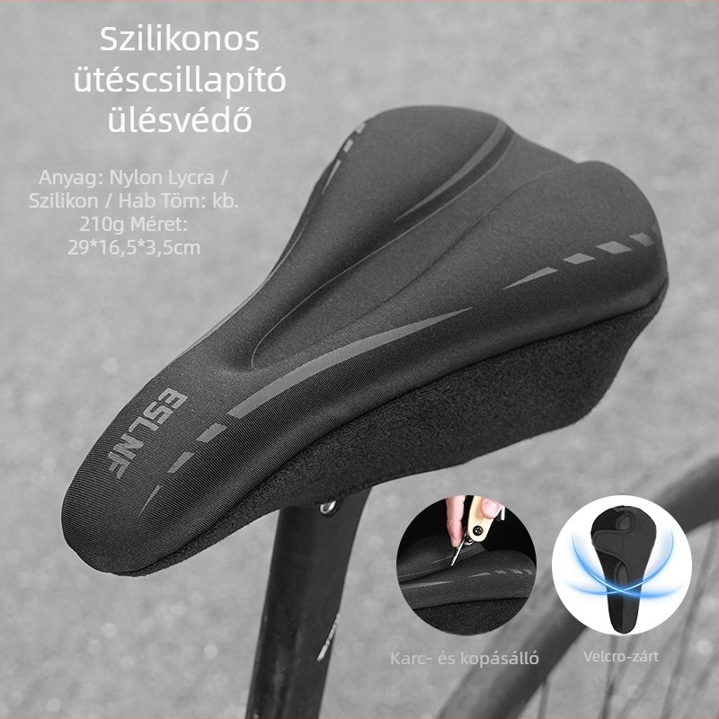 Kerékpárnyereg huzat – vastagított szilikonos ütéscsillapító párna, anyag: nylon + szilikon, modell 08CU0007, hegyi kerékpárokhoz